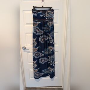 Elegant Blue Paisley Maxi Skirt